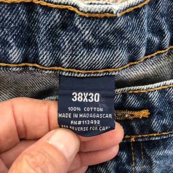 Full Blue Mens Jeans 38x30 Relaxed Fit Straight Leg Blue Denim Cotton Casual - Picture 4 of 16